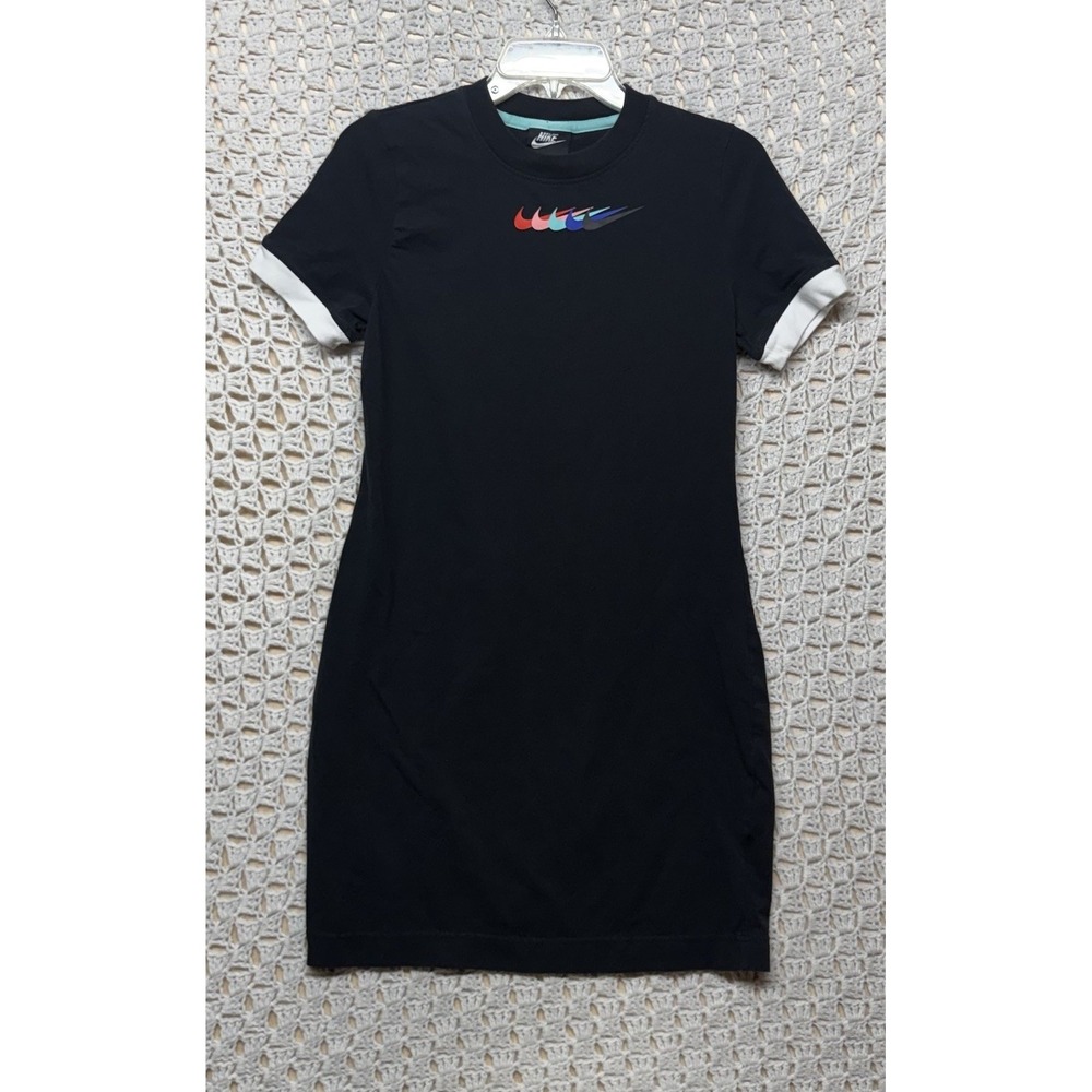 Nike Sportswear Shirt Dress Girls Youth Sz L Black Crew Neck Tennis Activewear